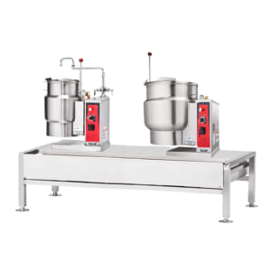 207-VEKT646122303 (1) 6 gal & (1) 12 gal Steam Kettles & Stand Assembly - Manual Tilt, 2/3 Jacket, 230v/3ph