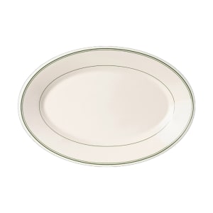 706-HL1561 12 1/2" x 8 3/4" Oval Green Band Platter - China, Ivory