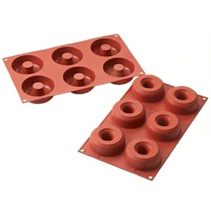 330-SF170 Doughnut Mold w/ 6 Sections - Silicone, Red