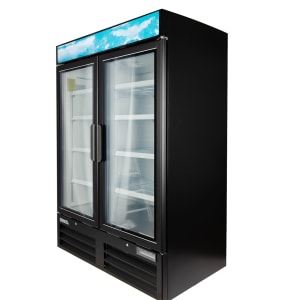842-CGD2DF48 54" Two Section Display Freezer w/ Swing Doors - Bottom Mount Compressor, Black, 115v