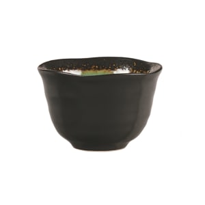 192-BF2 2 oz Hakone Sake Cup, Turquoise w/ Dark Brown Rim, Ceramic