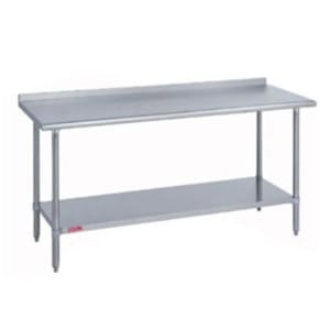 212-314241082R 108" 14 ga Work Table w/ Undershelf & 300 Series Stainless Top, 1 1/8" Backsplash