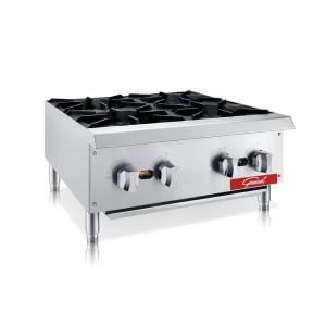 731-GCHP244NG 24" Gas Hotplate w/ (4) Burners & Manual Controls, Convertible