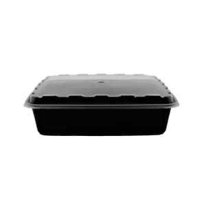 783-631374 48 oz Square Container w/ Lid - Plastic, Black