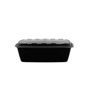 783-631403 64 oz Square Container w/ Lid - Plastic, Black