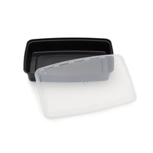 783-631377 48 oz Rectangular Container w/ Lid - Plastic, Black
