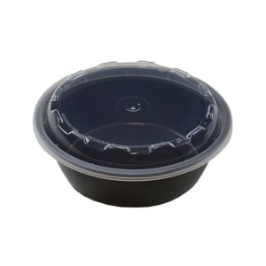 783-631380 18 oz Round Container w/ Lid - Plastic, Black