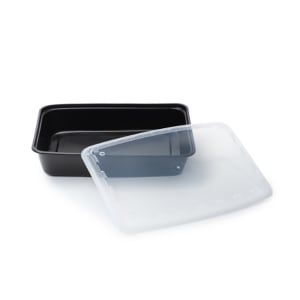 783-697456 84 oz Rectangular Container w/ Lid - Plastic, Black