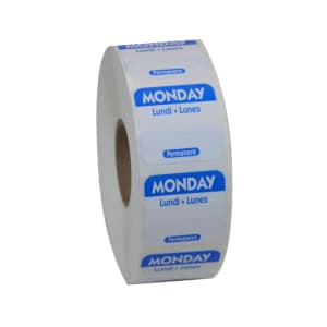 790-466873 Square Permanent Food Storage Label - 1" x 1", Monday, Blue