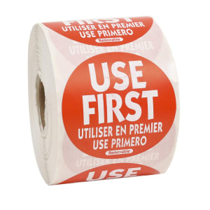 790-466895 2" Round Food Storage Label - Use First, Red
