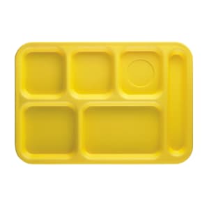 144-PS1014145 Plastic Rectangular Tray w/ (6) Compartments, 10" x 14 1/2", Yellow