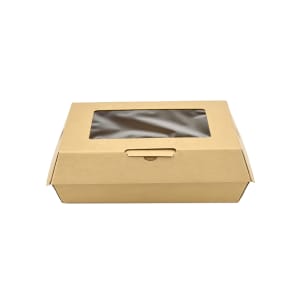 909-RFTGWXL #ReadyFresh® To Go Container w/ Window - 10 3/8" x 9 1/4" x 3 5/8", Kraft