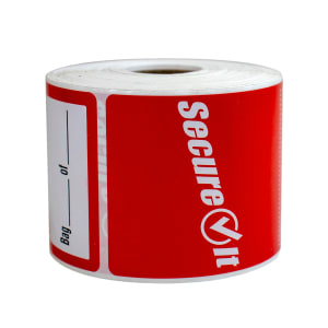 790-703269 Rectangular SecureIt™ Write On Tamper Proof Sticker - 2 1/2" x 6", Red