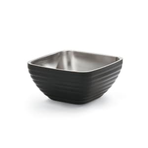175-4763560 5 1/5 qt Square Insulated Bowl - Stainless, Black