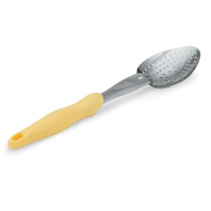 175-6414250 14" Heavy-Duty Perforated Spoon - Yellow Nylon Handle