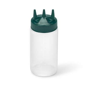 175-331613191 16 oz Squeeze Bottle - Wide Mouth, Green Cap, Clear