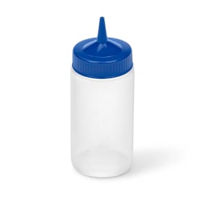 175-49161344 16 oz Squeeze Bottle Dispenser - Wide Mouth, Clear with Blue Cap
