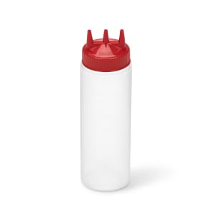 175-33241302 24 oz Squeeze Dispenser - Wide Mouth, Red Cap, Clear