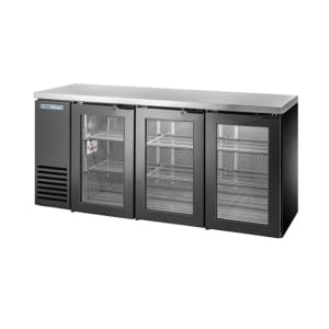 598-TBB2472G 72 1/8" Bar Refrigerator - 3 Swinging Glass Doors, Black, 115v