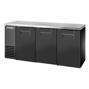 598-TBB2472 72 1/8" Bar Refrigerator - 3 Swinging Solid Doors, Black, 115v