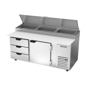118-DPD72HC3 72" Hydrocarbon Series Pizza Prep Table w/ Refrigerated Base, 115v