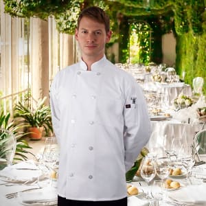 752-RZCOATWHSM Chef's Coat w/ Long Sleeves - Poly/Cotton, White, Small