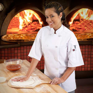 752-RZSSWH2X Chef's Coat w/ Short Sleeves - Poly/Cotton, White, 2X