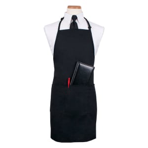 752-CL3PBIAELBK1 3 Pocket Bib Apron w/ Adjustable Neck strap - 26" x 31", Polyester, Black