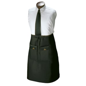 752-CL2PWABK1 2 Pocket Waist Apron - 33" x 30", Polyester, Black
