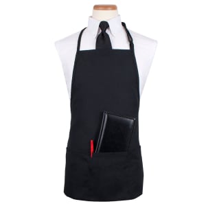 752-CL3PBIABKFP1 3 Pocket Bib Apron w/ Adjustable Neck strap - 26" x 23", Polyester, Black