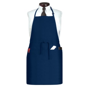 752-CL3PBIAELNV1 3 Pocket Bib Apron w/ Adjustable Neck strap - 26" x 31", Polyester, Navy Blue