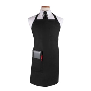 752-CL2PBIABK1 1 Pocket Bib Apron w/ Adjustable Neck strap - 32" x 32 1/2", Cotton/Poly, Black