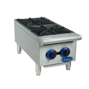 605-C12HT 12" Gas Hotplate w/ (2) Burners & Manual Controls, Convertible