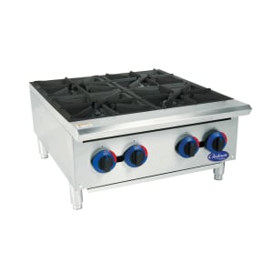 605-C24HT 24" Gas Hotplate w/ (4) Burners & Manual Controls, Convertible