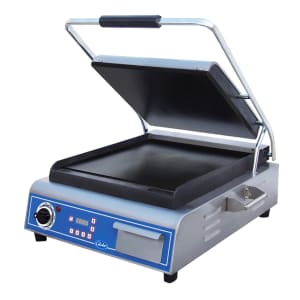 605-GSG14D Single Commercial Panini Press w/ Cast Iron Smooth Plates, 120v