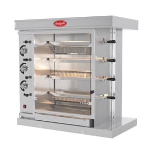 127-MAGINOX404 INOX Series Gas 4 Spit Rotisserie w/ 16 Bird Capacity, Convertible
