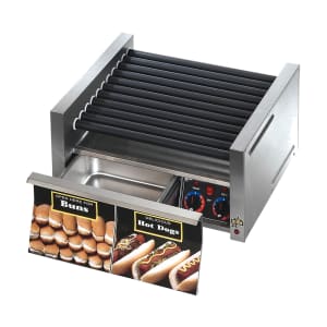 062-30STBD 30 Hot Dog Roller Grill w/ Bun Storage - Slanted Top, 120v