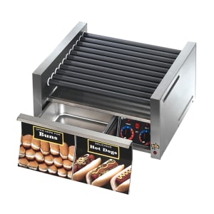 062-45STBD 45 Hot Dog Roller Grill w/ Bun Storage - Slanted Top, 120v