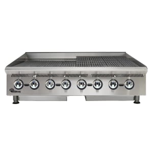 062-8048CBA 48" Gas Charbroiler w/ Cast Iron Grates - Manual Controls, Convertible