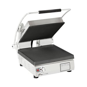062-CG14I Single Commercial Panini Press w/ Cast Iron Grooved Plates, 240v/1ph