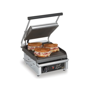 062-GX10IS Single Commercial Panini Press w/ Cast Iron Smooth Plates, 120v