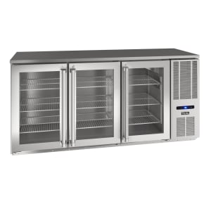 581-VCBR572SG01A 72" Bar Refrigerator - 3 Swinging Glass Doors, Silver, 115v