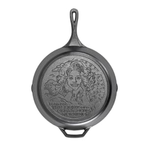 261-L12SKDLY 13 1/4" Round Dolly Parton Seasoned Cast Iron Skillet, Light of a Clear Blue Morning