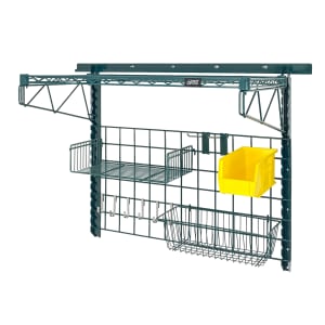 688-SGK4018364PYL 40" Store Grid Wire Wall Mounted Shelf w/ Yellow Bin, Green