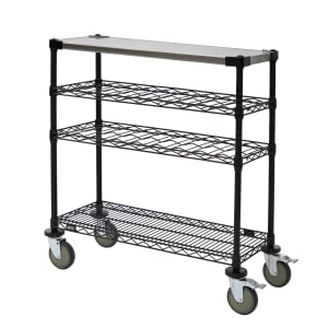 688-WRC1436WSBK1SS Rectangular Dessert Cart w/ Multi-Tiered Design - Black
