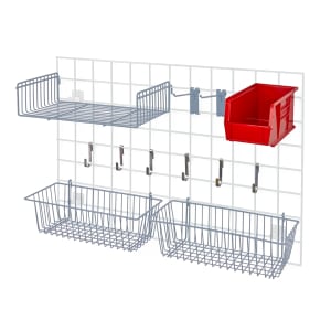 688-SGA2GYRD Store Grid Accessory Pack w/ Red Bin - Gray