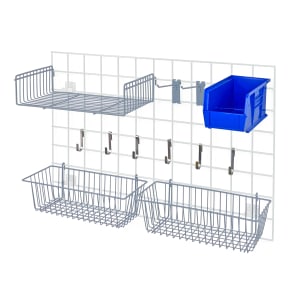 688-SGA2GYBL Store Grid Accessory Pack w/ Blue Bin - Gray