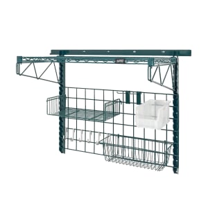 688-SGK4018364PCL 40" Store Grid Wire Wall Mounted Shelf w/ Clear Bin, Green