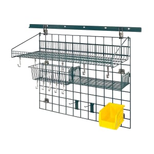 688-SGK4030362PYL 40" Store Grid Wire Wall Mounted Shelf w/ Yellow Bin, Green