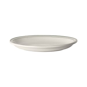 706-HL2621 12 3/8" x 10" Oval Green Band Platter - China, Ivory
